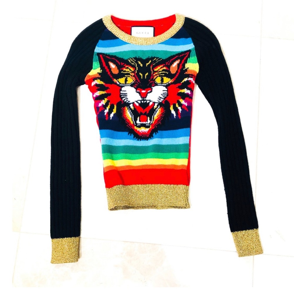 NWT Guaranteed Auth GUCCI rainbow tiger sweater